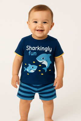 CALCUTTA FASHION Baby Boys & Baby Girls Casual T-shirt Shorts(DARK BLUE)