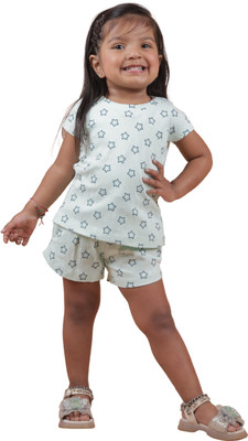 Karvik Couture Girls Casual Top Shorts(green)