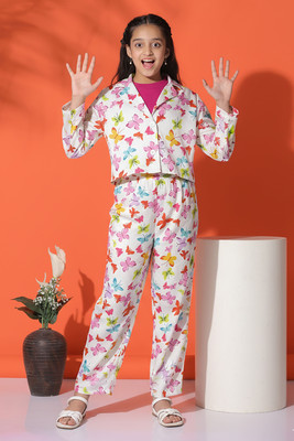 Ompax Girls Party(Festive) T-shirt Pant(RANI)