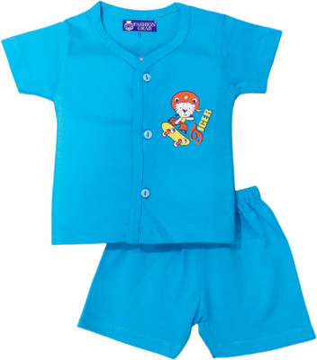 FASHION GRAB Baby Boys & Baby Girls Casual Top Shorts(Blue)