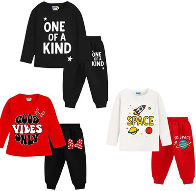 KIDDIFY Baby Boys & Baby Girls Casual T-shirt Pyjama(Red)