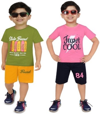 Zadmus Kids Baby Boys Party(Festive) T-shirt Shorts(Green, Pink)