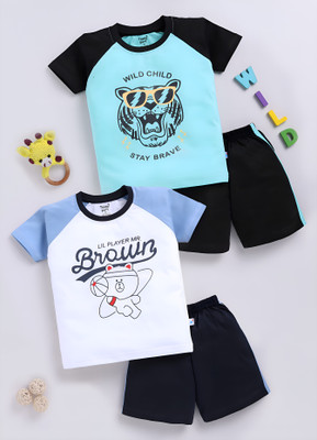 TOONYPORT Boys Casual T-shirt Shorts(White, Blue, Navy Blue, Green)
