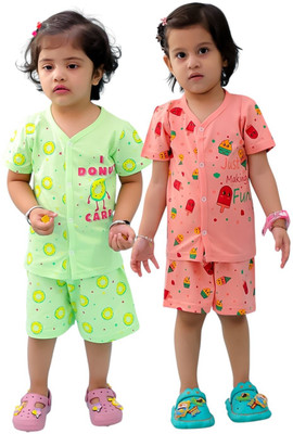Chandrika Boys & Girls Casual T-shirt Shorts(PISTA_ROSE)