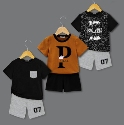 tarsier Baby Boys & Baby Girls Casual T-shirt Shorts(PRINCE_BK POC_GOODVIBES_PC3)