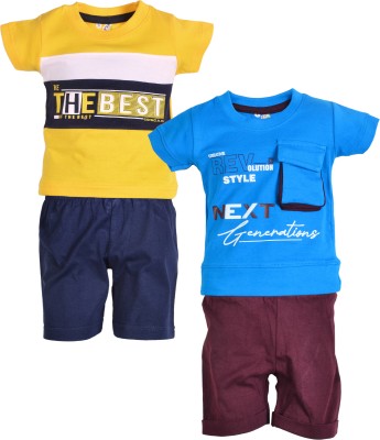 sathiyas Baby Boys Casual T-shirt Shorts(Yellow)