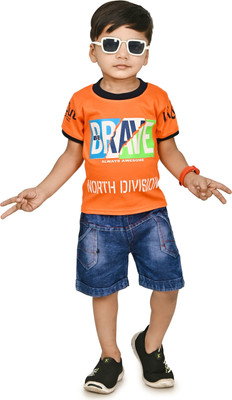 MHB FASHION Baby Boys Casual T-shirt Shorts(ORANGE)