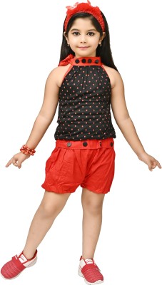 LAL COLLECTION Baby Girls Casual Top Shorts(Black)