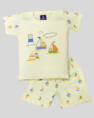 FASHION GRAB Baby Boys & Baby Girls Casual Top Shorts(Light Yellow)