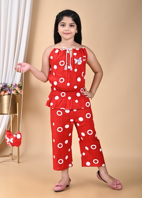 TIMESTYLE Girls Party(Festive) Top Pyjama(RED)