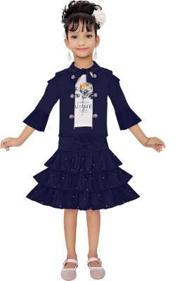 SM Mahira Girls Party(Festive) Shrug Skirt(navy blue)