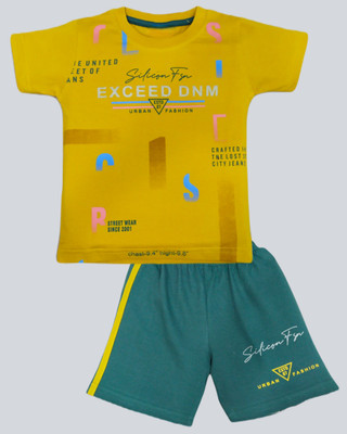 StylerOn Baby Boys & Baby Girls Casual T-shirt Shorts(MUSTARD)