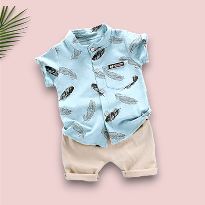 KidVidas Baby Boys & Baby Girls Casual Shirt Shorts(MORPANKH_SKY_CHIKU)