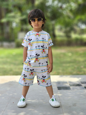 EMBLICA Baby Boys Casual T-shirt Shorts(M-WHITE)