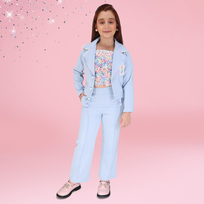 Cutecumber Baby Girls Casual Coat Trouser(Blue)