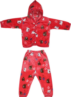 TOTOMO Baby Boys & Baby Girls Casual Top Pyjama(Red)
