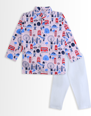 Wonder Klothes Boys & Girls Party(Festive) Kurta Pyjama(Pink)