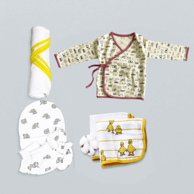 Tinylane Baby Boys & Baby Girls Casual Swaddle Vest, Cap, Bootie, Mitten, Handkerchief(Multicolor)