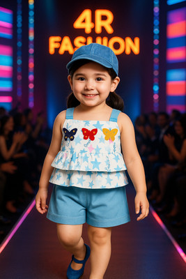 virupkesh Baby Girls Casual Top Shorts(BLUE)