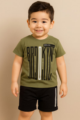 SUSHMITA FASHION Baby Boys Party(Festive) T-shirt Shorts(Olive and Black)