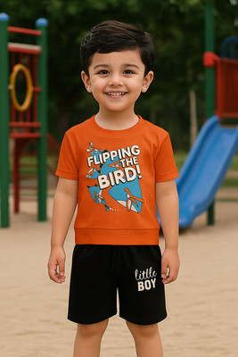 hanibee Baby Boys & Baby Girls Angry Birds Party(Festive) T-shirt Pant(Peach)