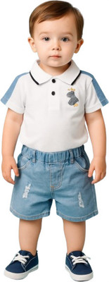 MiniMighty Baby Boys Casual T-shirt Shorts(WHITE)
