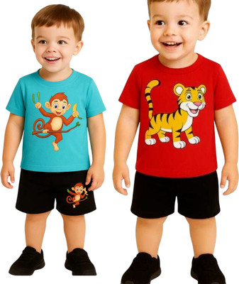 SEGRO Baby Boys & Baby Girls Casual T-shirt Shorts(MINT, RED)