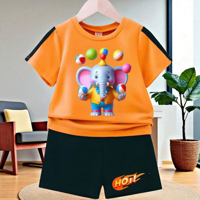 dingdong Baby Boys & Baby Girls Casual T-shirt Shorts(Yellow, Blue)