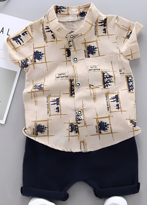 Kidsbrity Baby Boys & Baby Girls Party(Festive) Shirt Shorts(MILONE CHIKU BLACK)