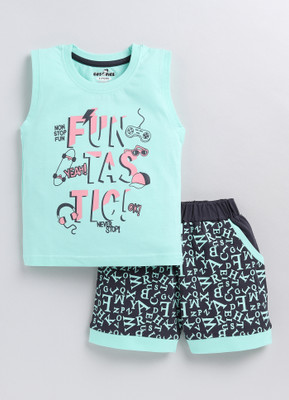 CUTOPIES Boys Casual T-shirt Shorts(AQUA GREEN)