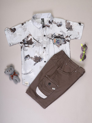 V-MART Boys Casual Shirt Shorts(Grey)