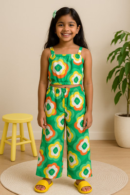 TALES & STORIES Baby Girls Casual Top Pant(Green)