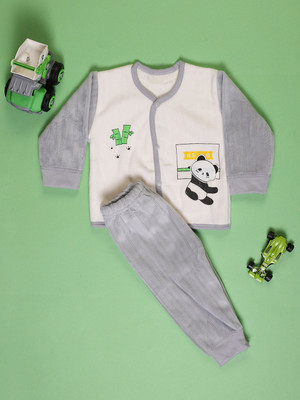 V-MART Baby Boys Casual T-shirt Pyjama(Grey)