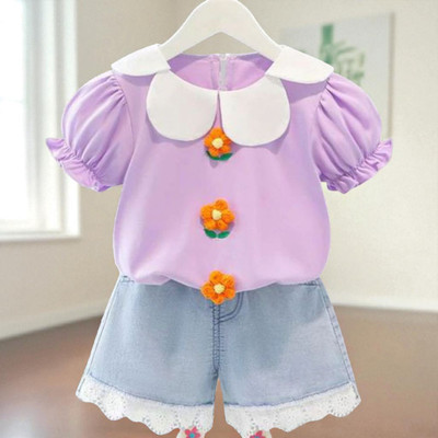 Delta Fashion Baby Girls Casual T-shirt Shorts(Purple)