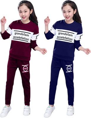 DRUZZEE Baby Boys & Baby Girls Casual T-shirt Pant(Maroon-Navy)