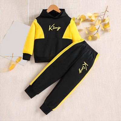 Afreen Creations Boys & Girls Party(Festive) Sweatshirt Track Pants(Yellow/Black)