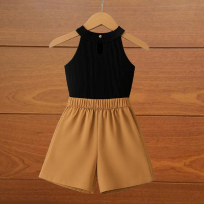 RIYANSHI Girls Casual Top Skirt(Black, Brown)