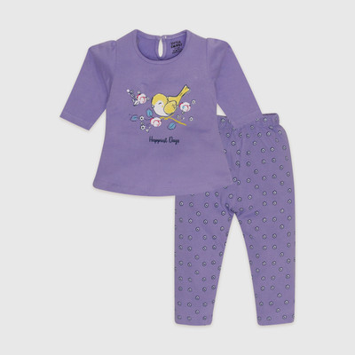 MELON Baby Girls Casual T-shirt Pant(Purple)