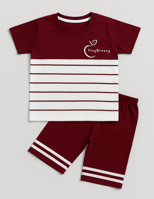 KIKANI ENTERPRISE Baby Boys & Baby Girls Casual T-shirt Capri(Maroon)