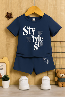 FUNKTAIL Boys Casual T-shirt Shorts(Navy Blue)