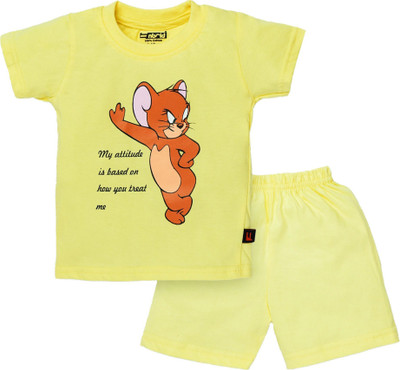 ENBOLD Baby Boys Casual T-shirt Shorts(Light Yellow 1)
