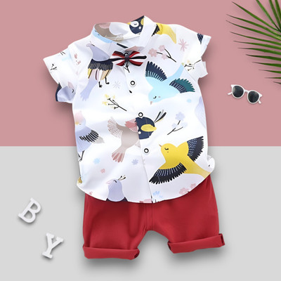 ULTRINA Baby Boys & Baby Girls Casual Shirt Shorts(DOVEBIRD_WHITE_RED)