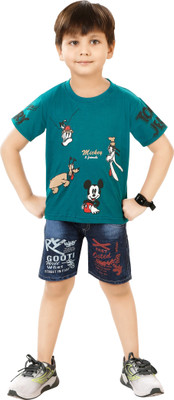 ACTLIVE Boys Casual T-shirt Shorts(Mickey Blue)