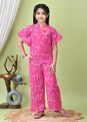 AFTAB DRESSES Girls Party(Festive) Top Pant(PINK)