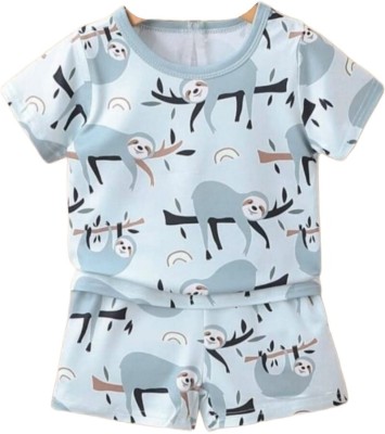 INDHRANI TEXTILE Baby Boys & Baby Girls Casual T-shirt Shorts(Grey)