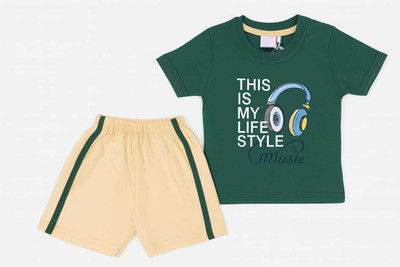 Tiny Cuddles Baby Boys Casual T-shirt Shorts(green)