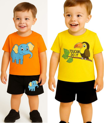 SEGRO Baby Boys & Baby Girls Casual T-shirt Shorts(ORANGE, GOLD)