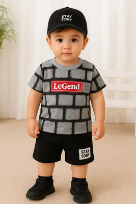 CALCUTTA FASHION Baby Boys & Baby Girls Casual T-shirt Shorts(GREY, BLACK)