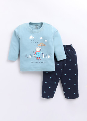 TINY BINY Boys Casual T-shirt Pyjama(Pista & Navy)