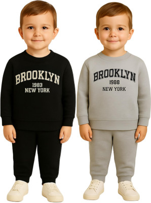 FASTCRY Boys Casual Sweatshirt Pant(Black & Grey)